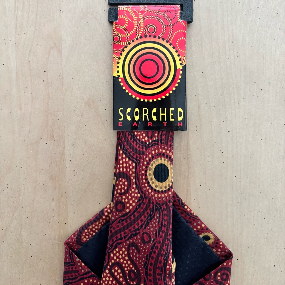 Scorched Earth Australian Designed Necktie.  Unique/Original By Artist Pam Hall - Picture 2 of 8